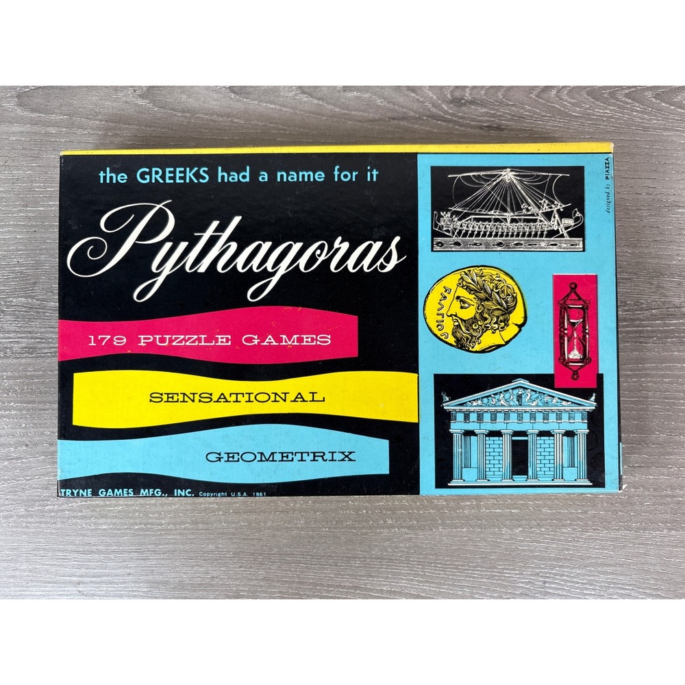 Vintage 1961 Tryne Games Pythagoras Geometrix 179 Puzzle Games Logic Toy MCM